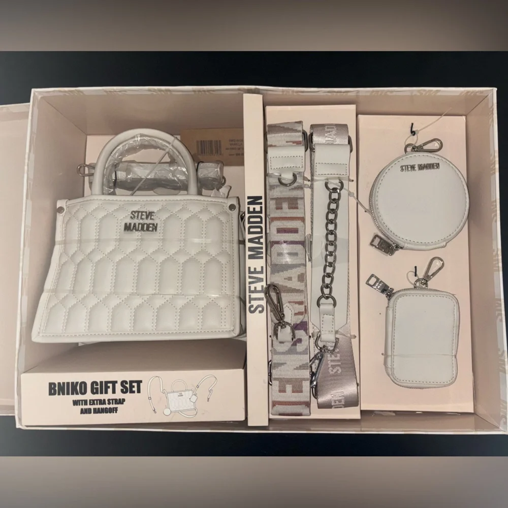 Brand New! Steve Madden Cream Quilted Bag Gift Set - Picture 1 of 1